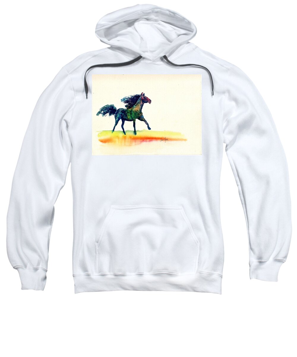 Horse Sweatshirt featuring the painting Horse of a Different Color by Frank SantAgata