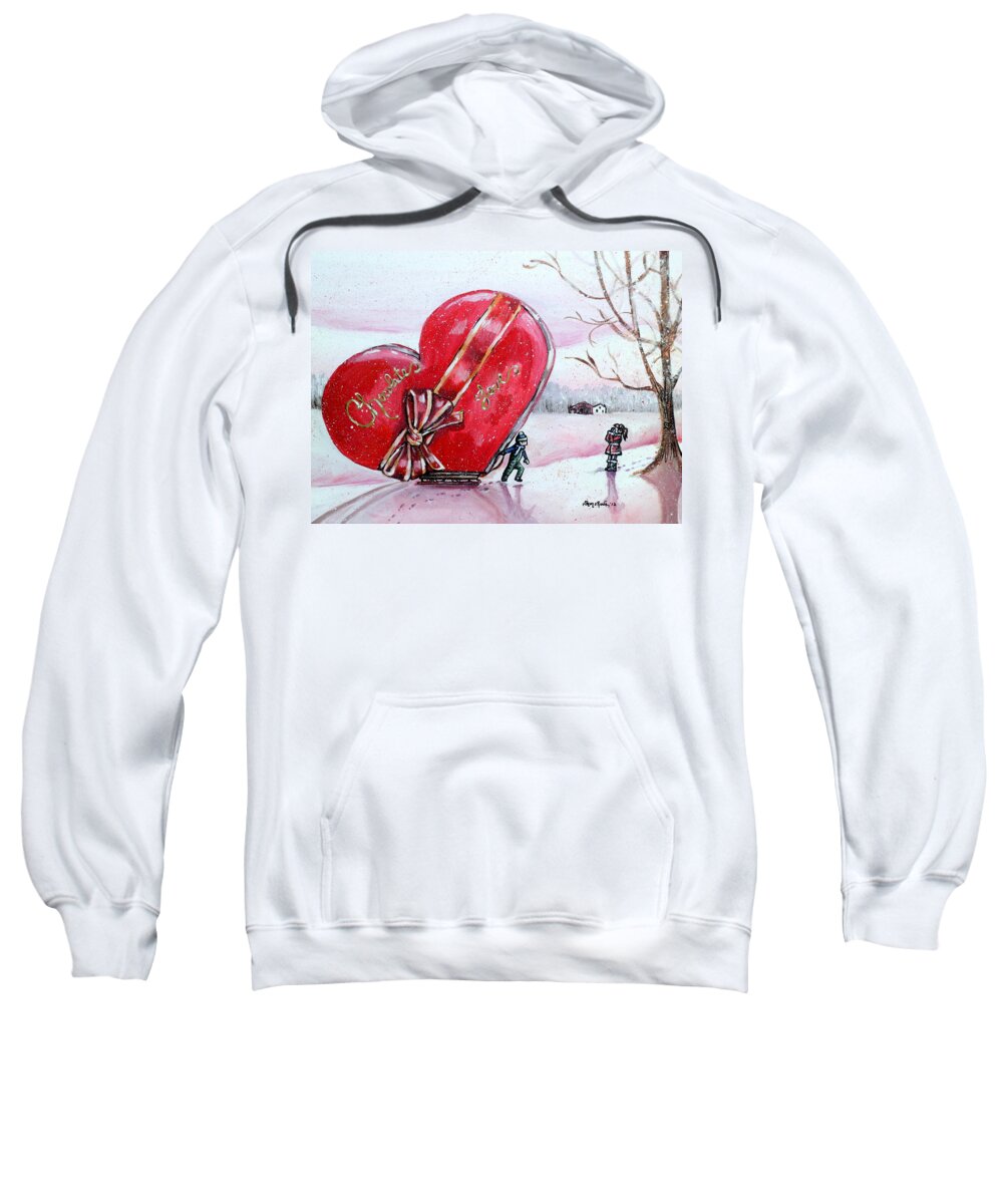 Heart Sweatshirt featuring the painting I Love You THIIIS Much by Shana Rowe Jackson