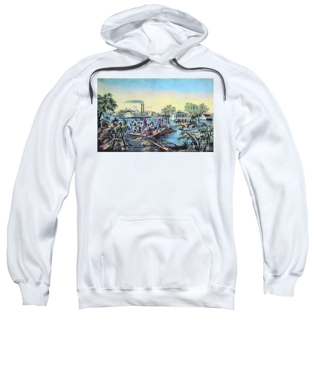 History Sweatshirt featuring the photograph Life On The Mississippi, 1868 by Photo Researchers