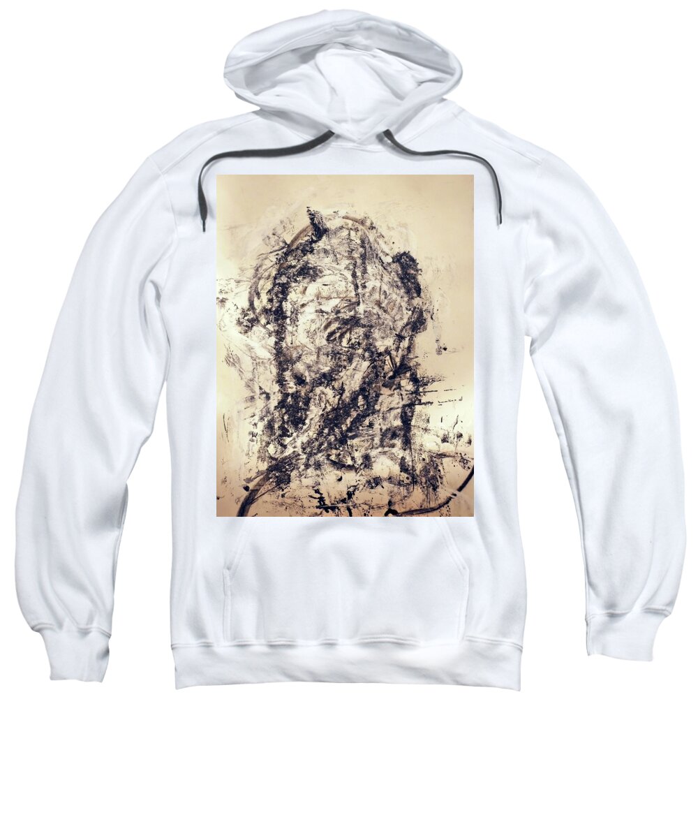 � Sweatshirt featuring the painting Monoprint Portrait 2 by JC Armbruster