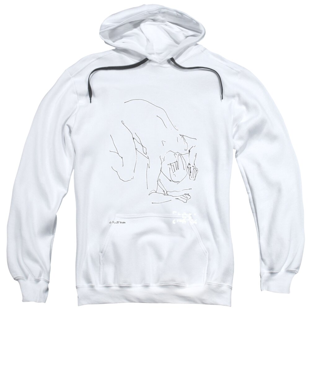 Male Sweatshirt featuring the drawing Nude-Male-Artwork-21 by Gordon Punt