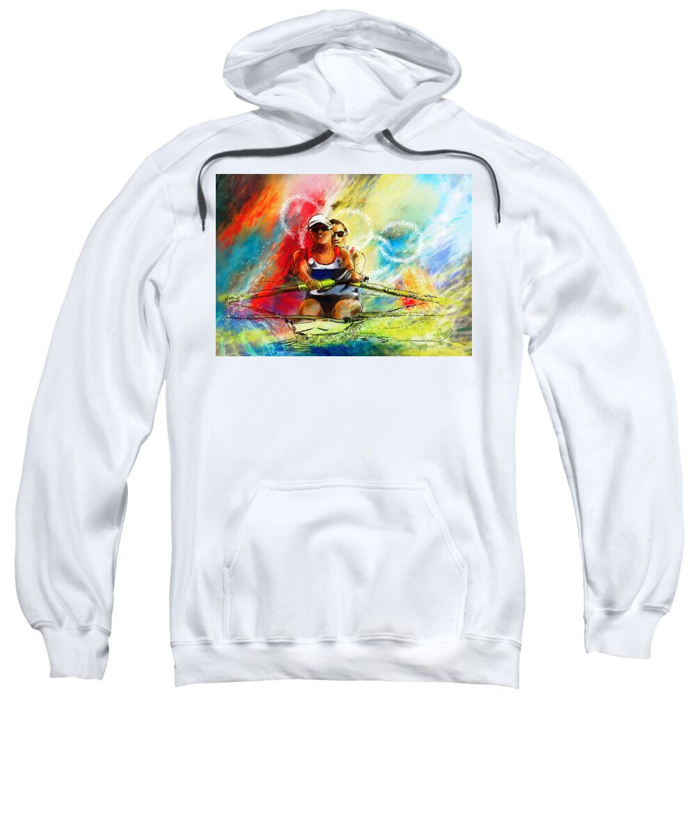 Sports Sweatshirt featuring the painting Olympics Rowing 03 by Miki De Goodaboom