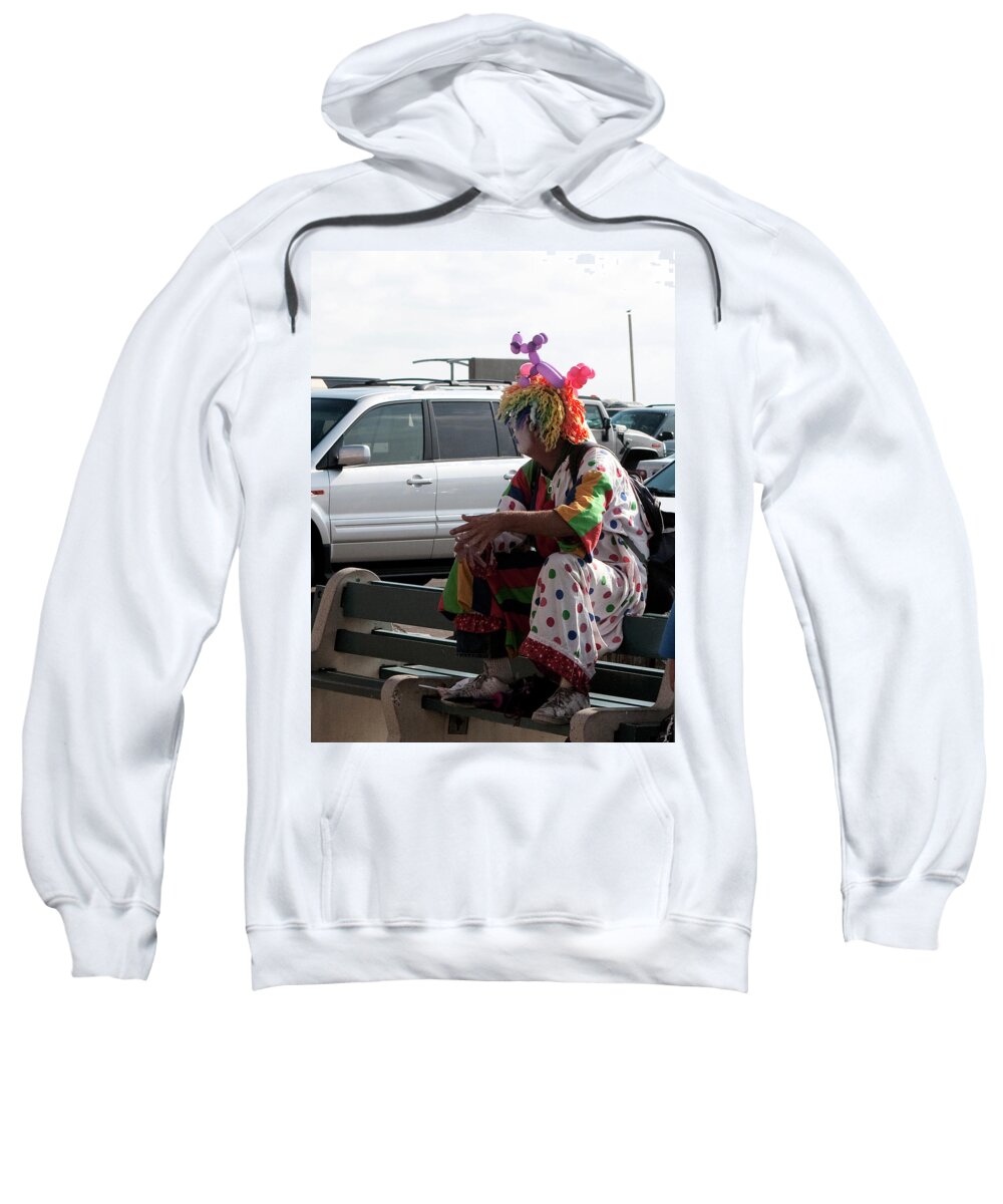 Clown Sweatshirt featuring the photograph Parking Lot Clown by Lorraine Devon Wilke