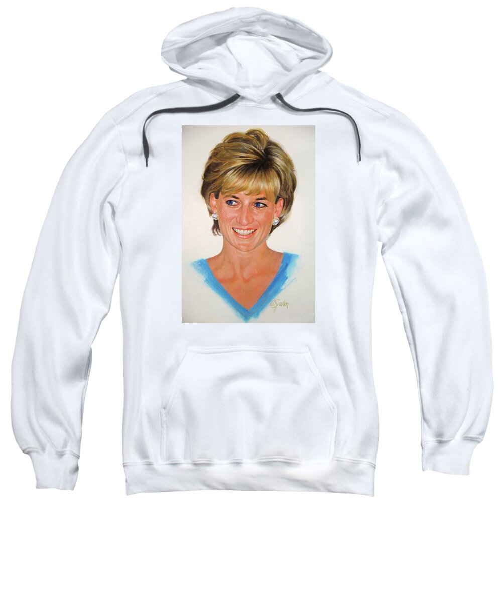 Portrait Sweatshirt featuring the painting Princess Diana by Cliff Spohn
