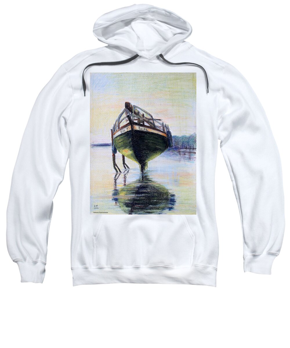 Boat Sweatshirt featuring the drawing Ready To Slip by Barbara Pommerenke