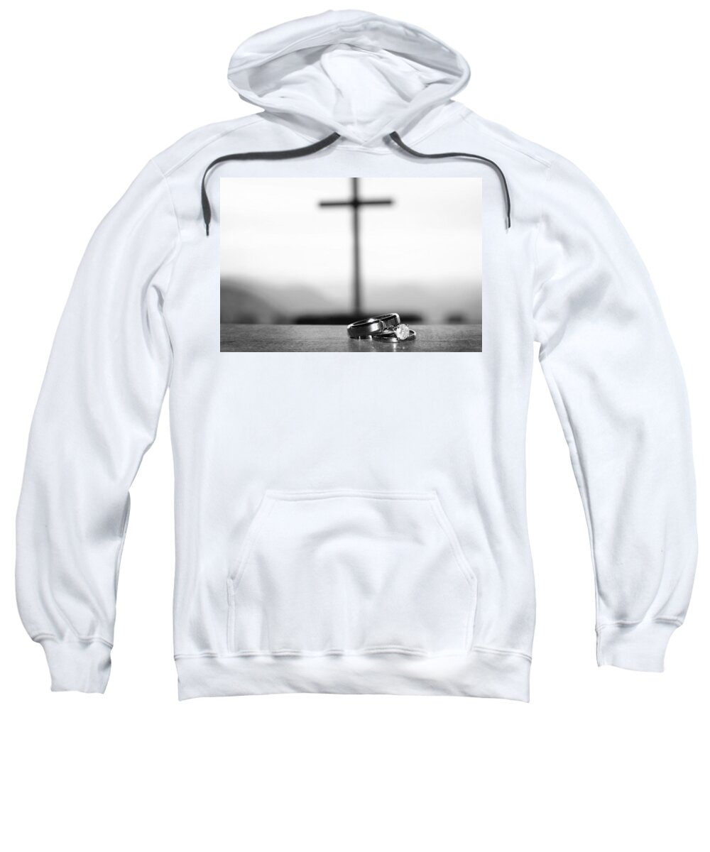 Engagement Sweatshirt featuring the photograph Rings and Cross by Kelly Hazel