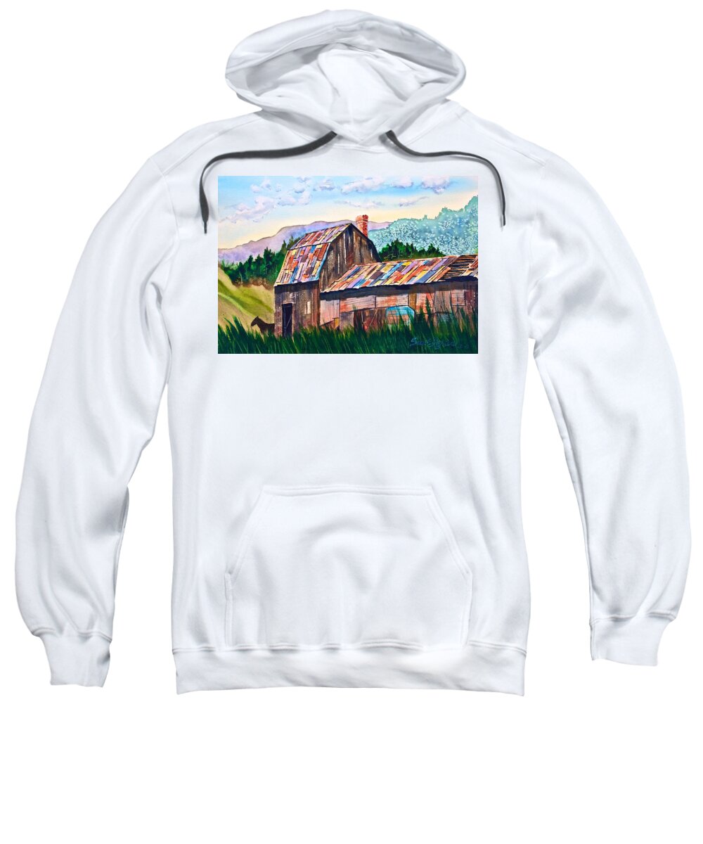 Silverton Sweatshirt featuring the painting Silverton Barn by Frank SantAgata