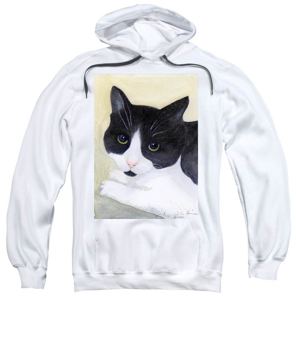 Cat Sweatshirt featuring the painting Sophie by Jackie Irwin