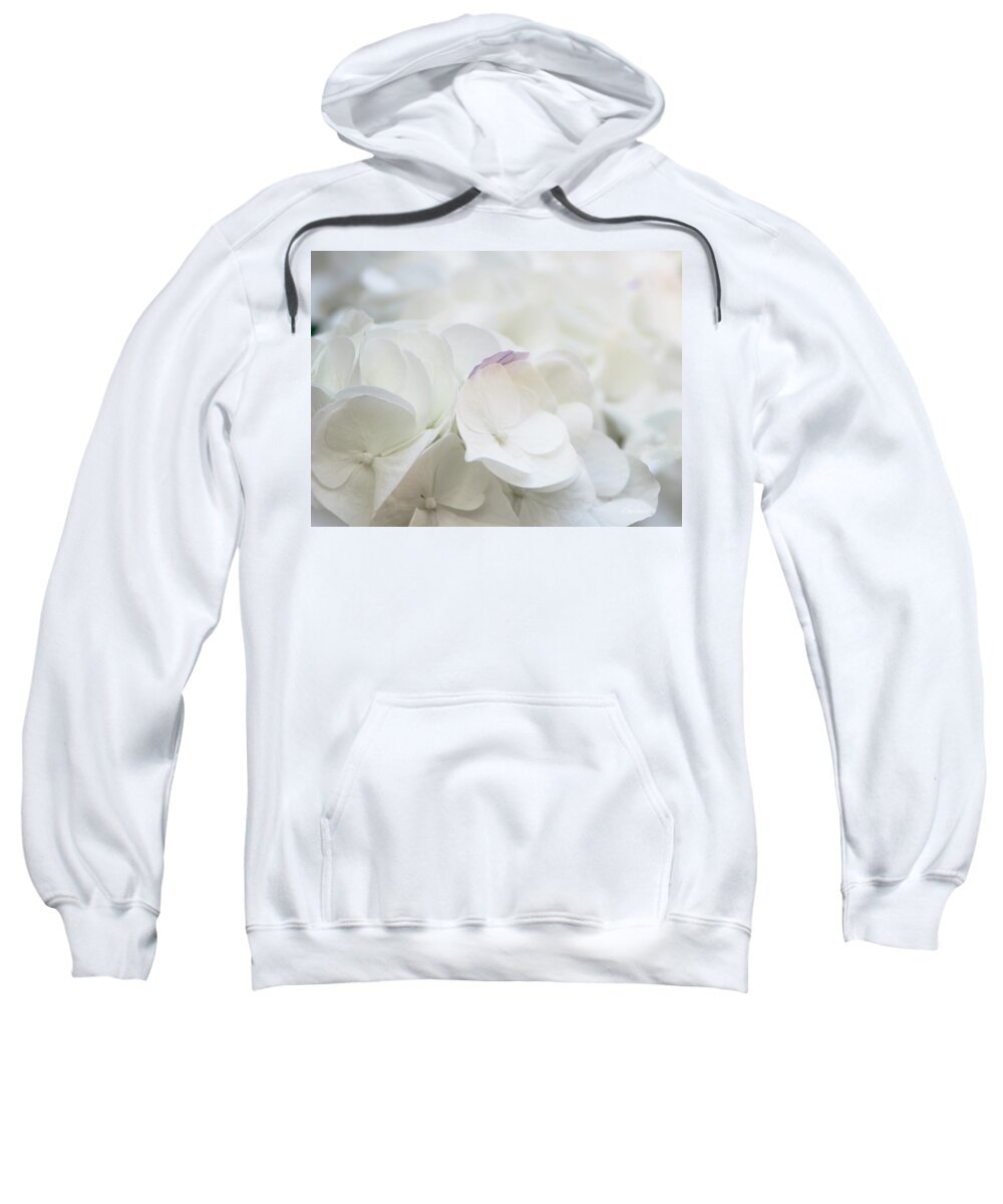 White Sweatshirt featuring the photograph White Hydrangea by Diana Haronis