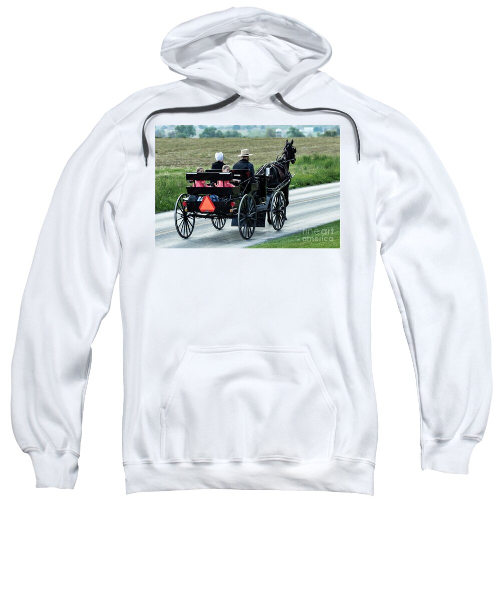 America Sweatshirt featuring the photograph Amish Family #1 by John Greim