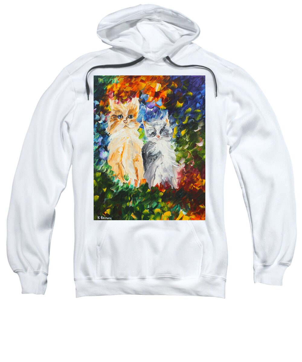 Cats Sweatshirt featuring the painting Cats #1 by Kevin Brown