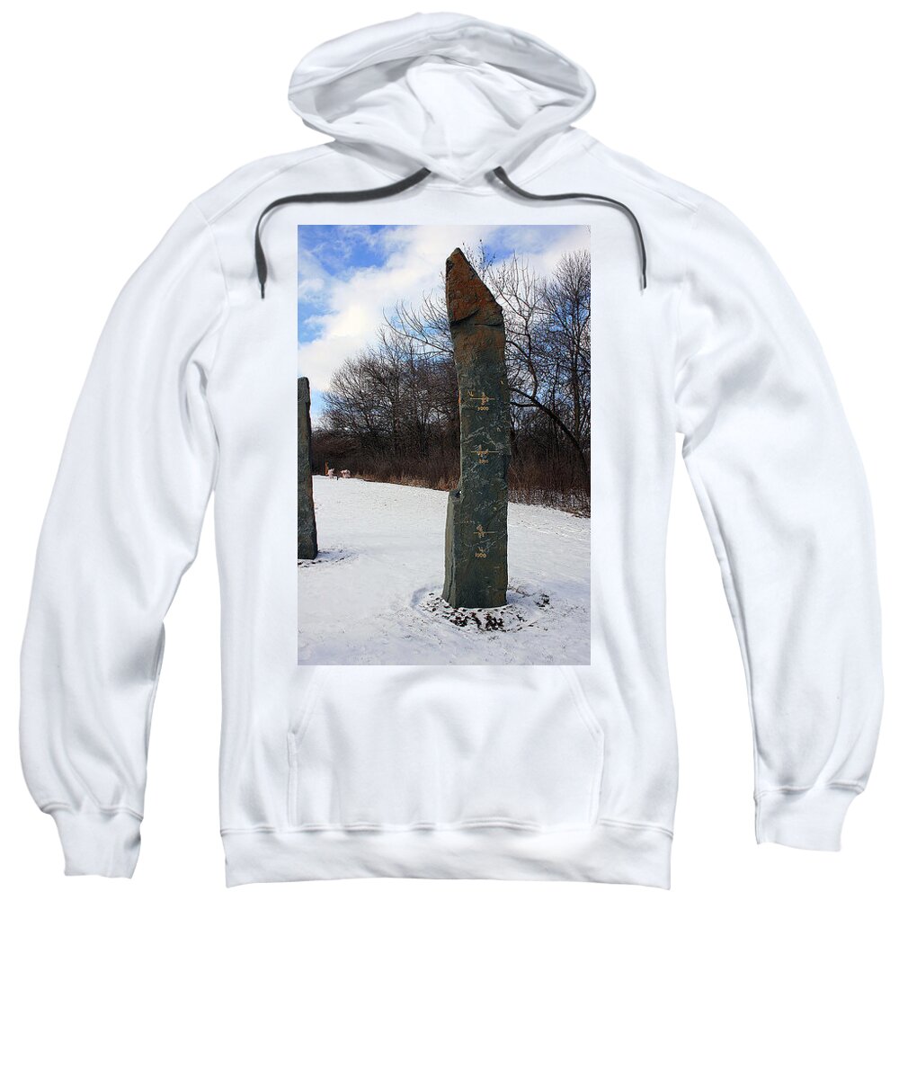 Historic Sweatshirt featuring the sculpture Detail from the sculpture Vinland by Jarle Rosseland