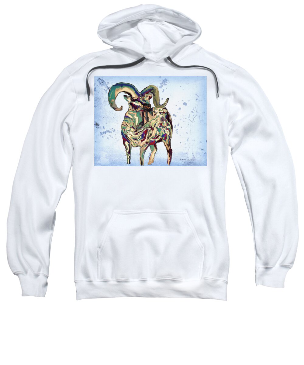 Bighorn Ram Sweatshirt featuring the digital art Montana Bighorn Ram by Kae Cheatham
