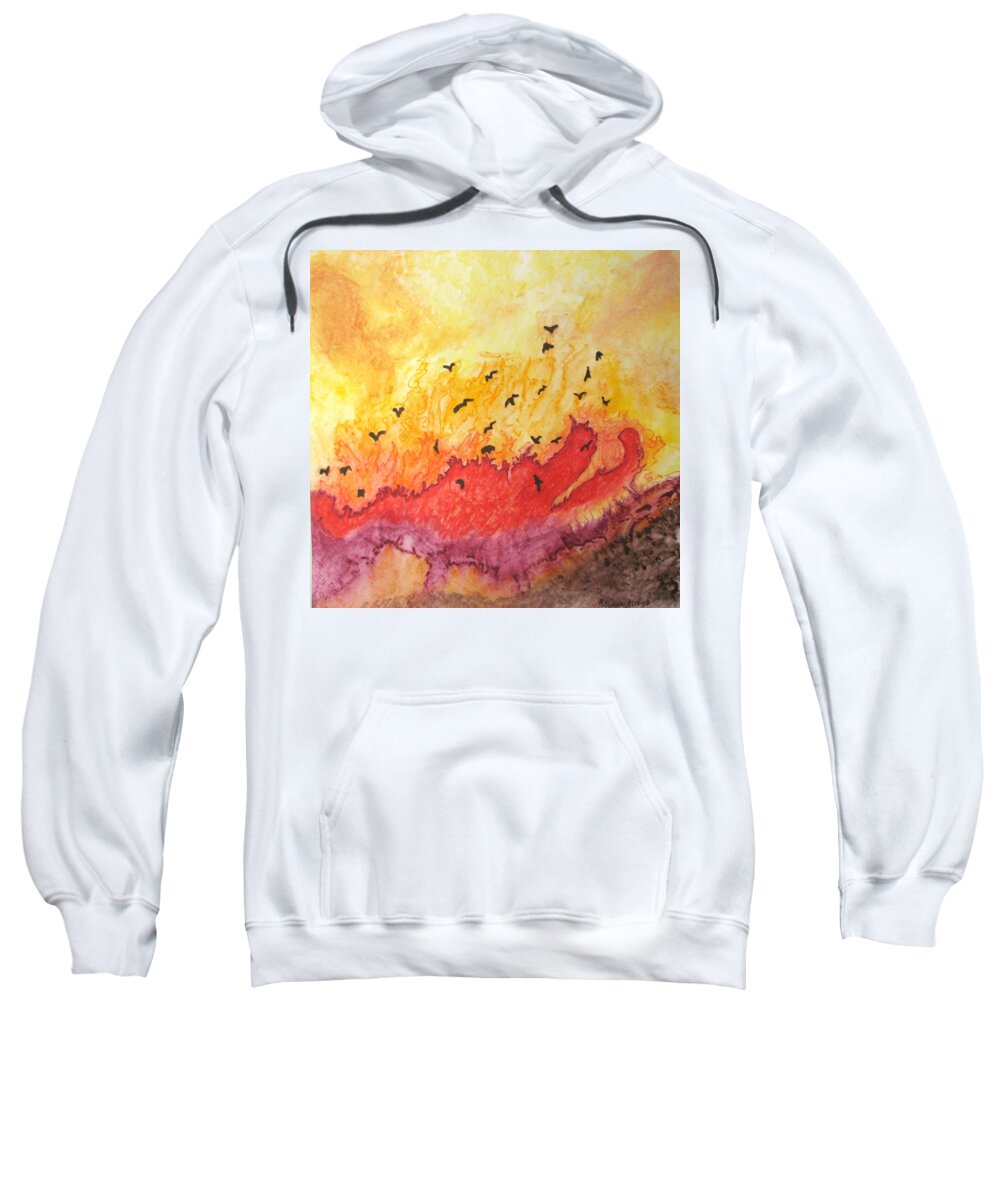 Birds Sweatshirt featuring the painting Fire Birds by Patricia Arroyo