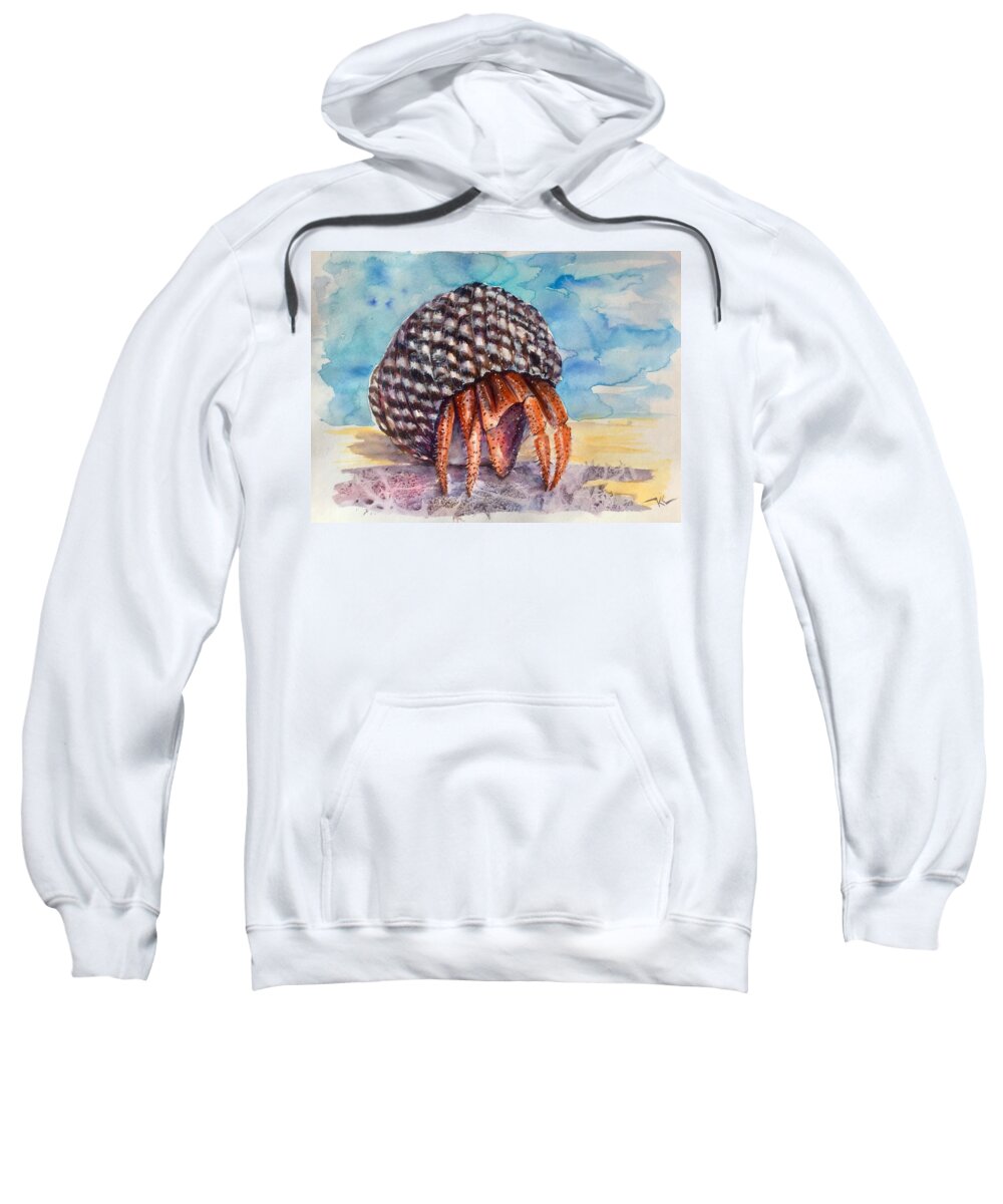 Hermit Crab Sweatshirt featuring the painting Hermit crab 4 #1 by Katerina Kovatcheva