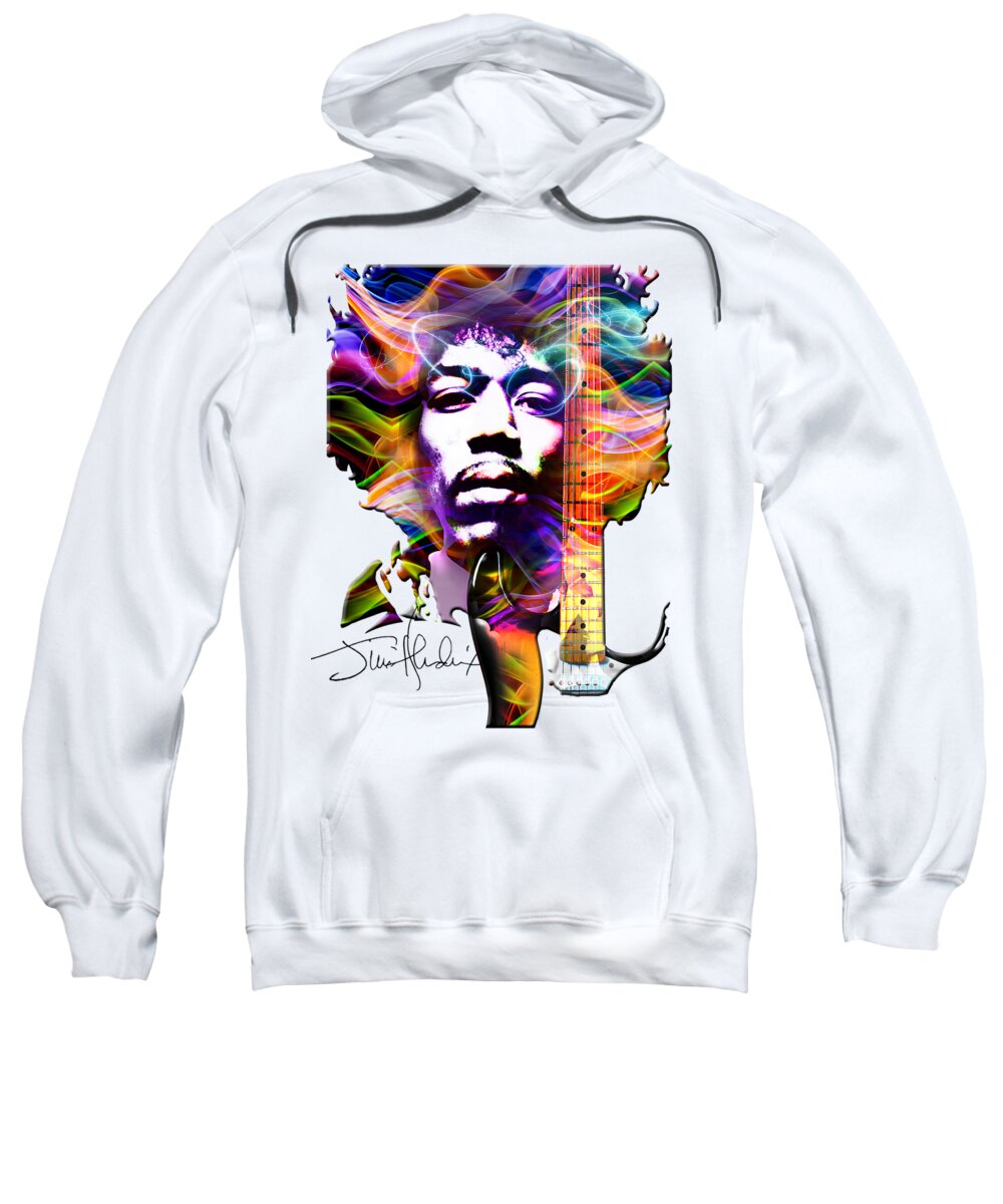 Jimi Hendrix Sweatshirt featuring the digital art James Marshall Hendrix Signature by Mal Bray