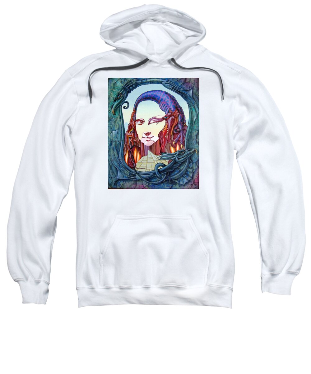 Mona Lisa Sweatshirt featuring the painting Mona Lisa. Fire by Victor Molev
