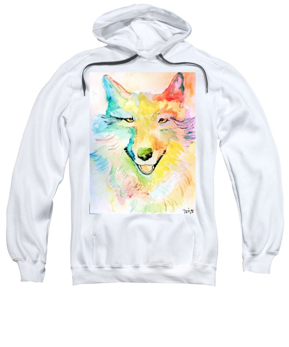 Wolf Sweatshirt featuring the painting Wolfie #1 by Denise Tomasura