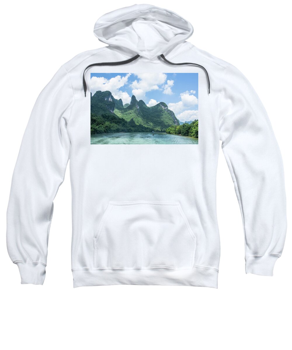 River Sweatshirt featuring the photograph Lijiang River and karst mountains scenery #17 by Carl Ning