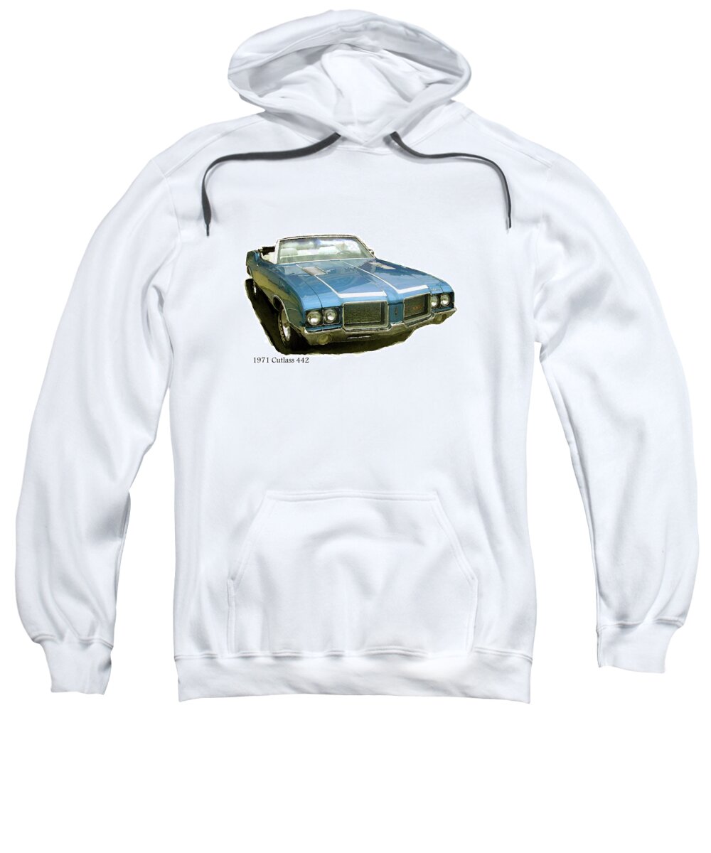 Cars Sweatshirt featuring the digital art 1971 Cutlass 442 by Brenda Leedy