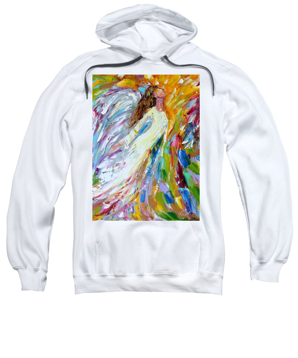 Ags Sweatshirt featuring the painting Angel Rising #3 by Karen Tarlton