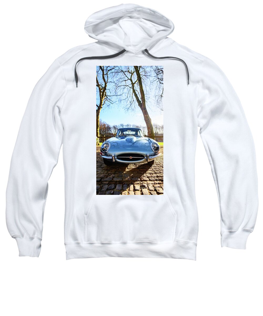 Avenue Drivers Club Queens Sq. Sweatshirt featuring the photograph E type Jaguar #2 by Colin Rayner