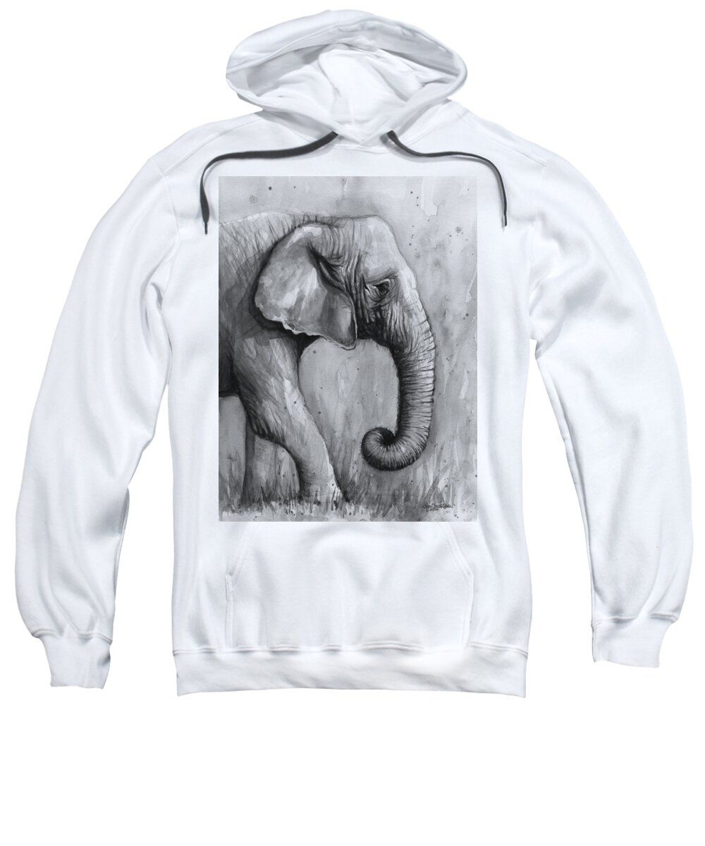 Elephant Sweatshirt featuring the painting Elephant Watercolor #2 by Olga Shvartsur