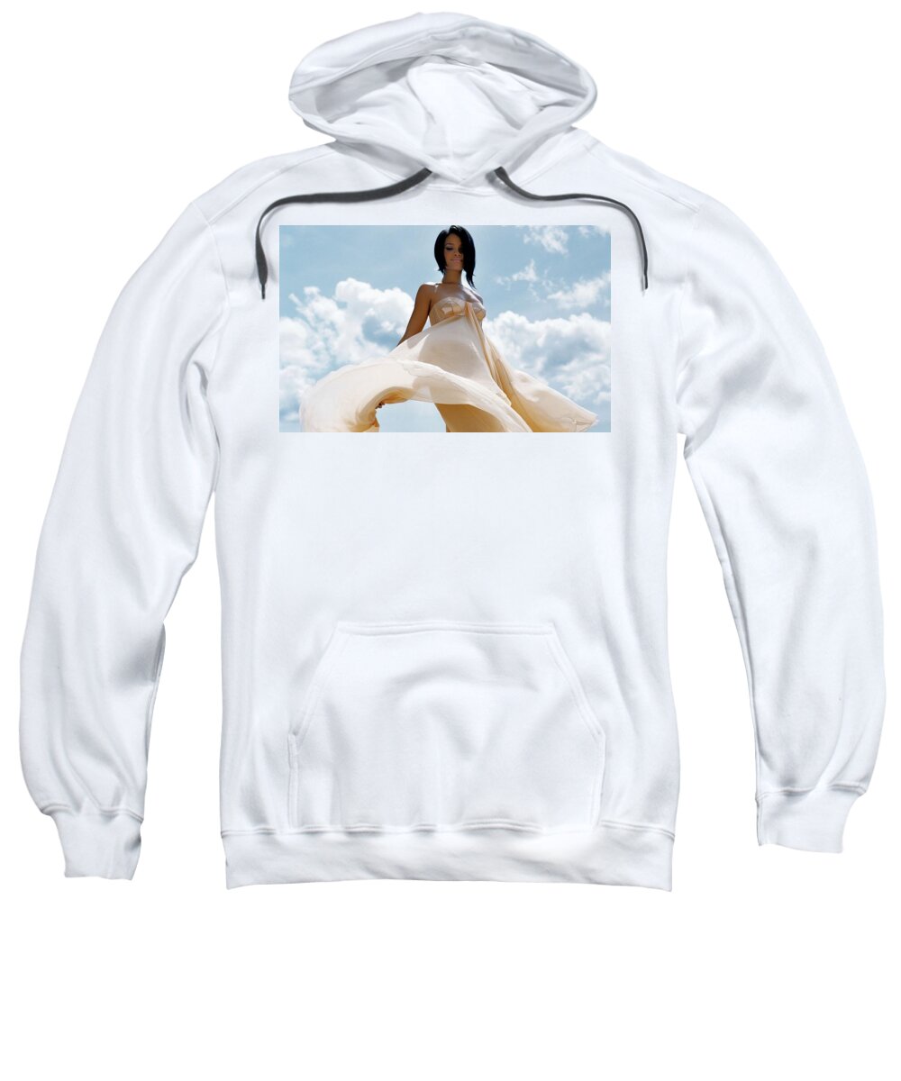 Rihanna Sweatshirt featuring the digital art Rihanna #2 by Maye Loeser