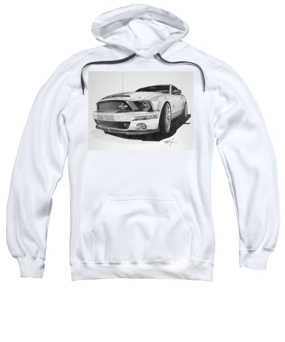 2008 Shelby Cobra Sweatshirt featuring the drawing 2008 Shelby Cobra 40th Anniversary 1968-2008 by Dan Menta