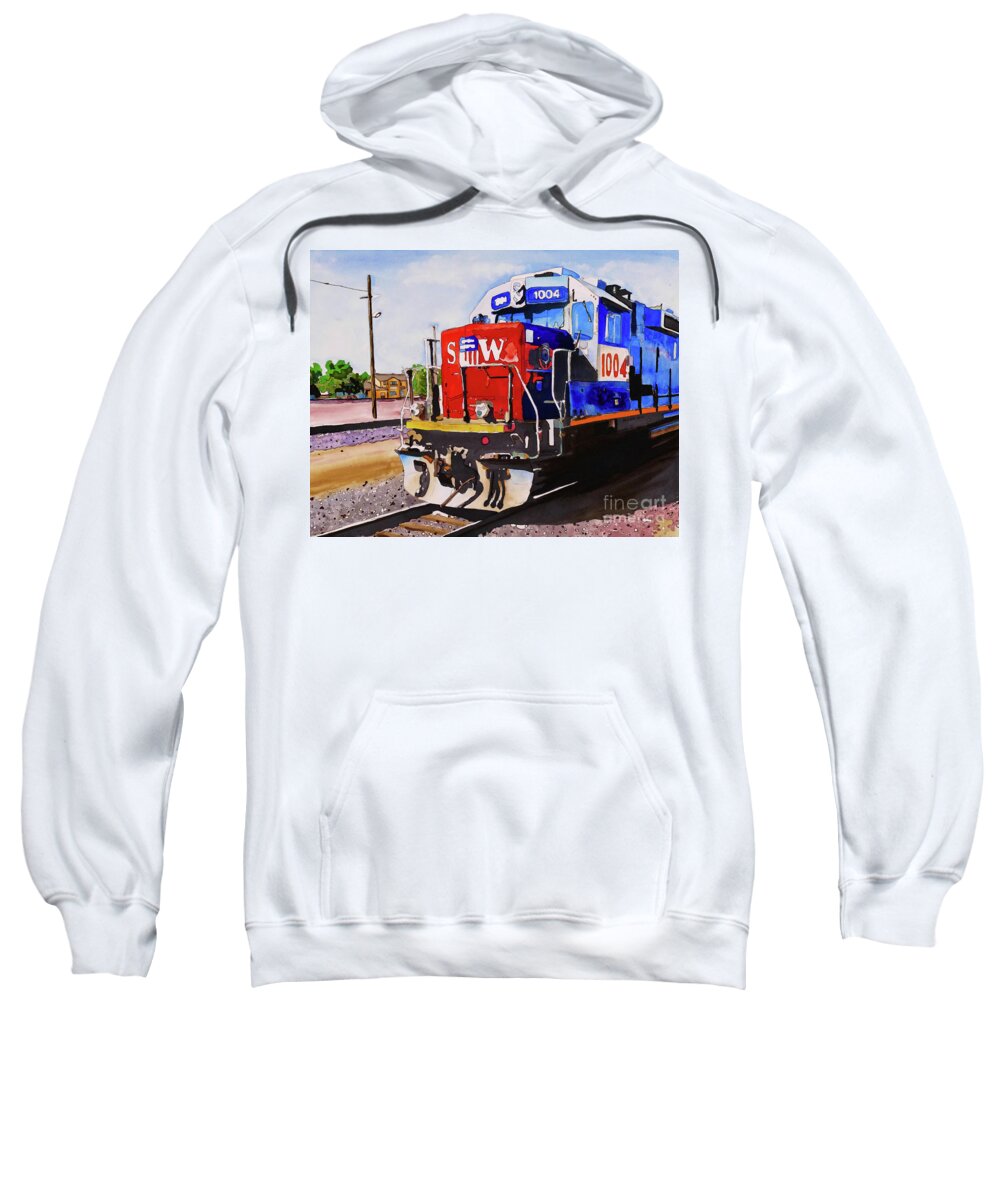 Train Sweatshirt featuring the painting #213 Train 1004 #213 by William Lum