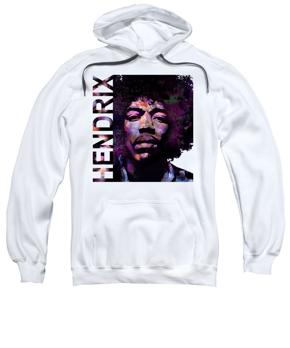 Hendrix Sweatshirt featuring the digital art Jimi Hendrix #4 by Mal Bray
