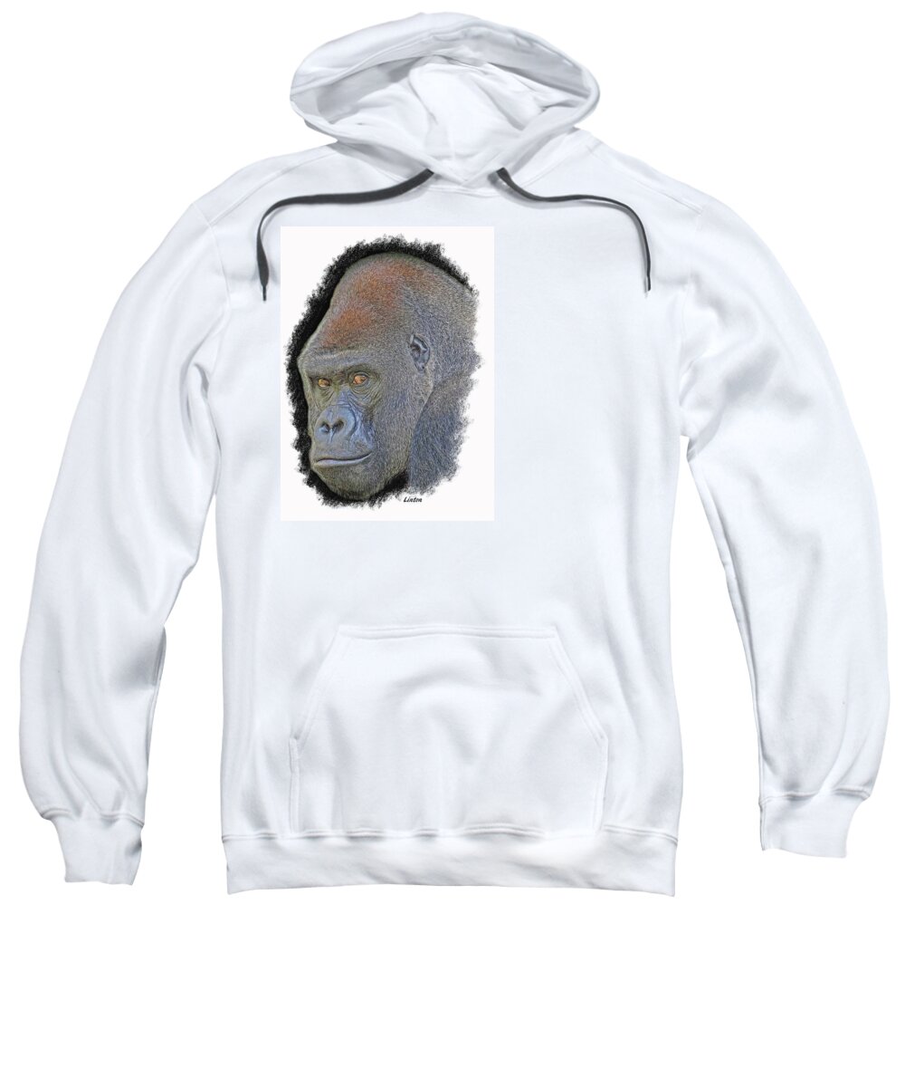 Gorilla Sweatshirt featuring the digital art Silverback #5 by Larry Linton