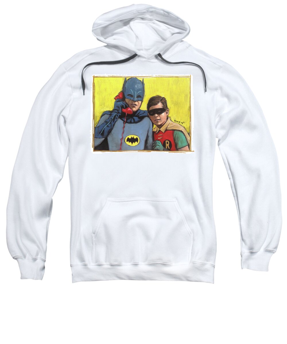 Superheroes Sweatshirt featuring the painting Batman #5 by Art Popop