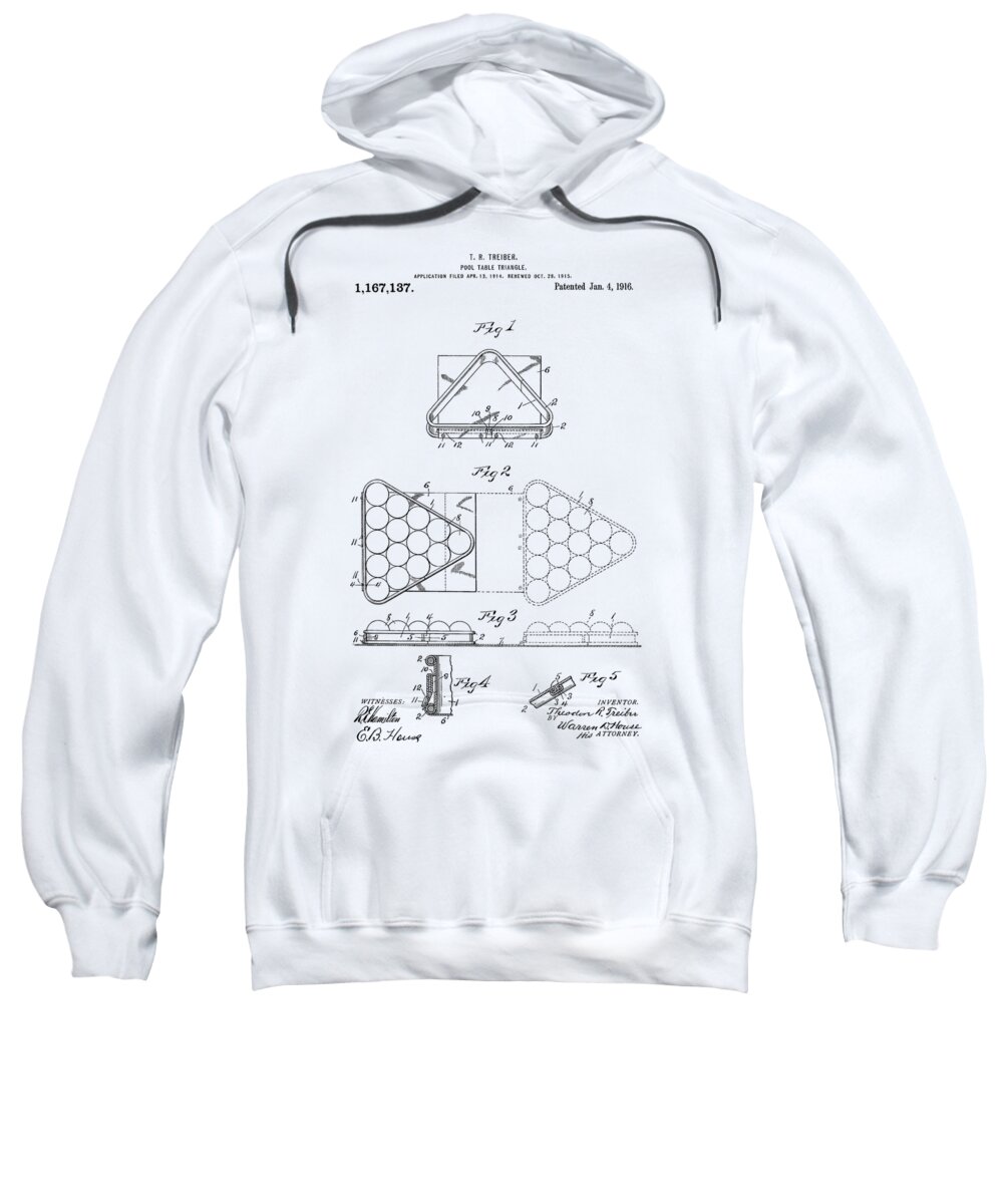 Pool Table Sweatshirt featuring the photograph Pool table triangle patent from 1915 #6 by Chris Smith