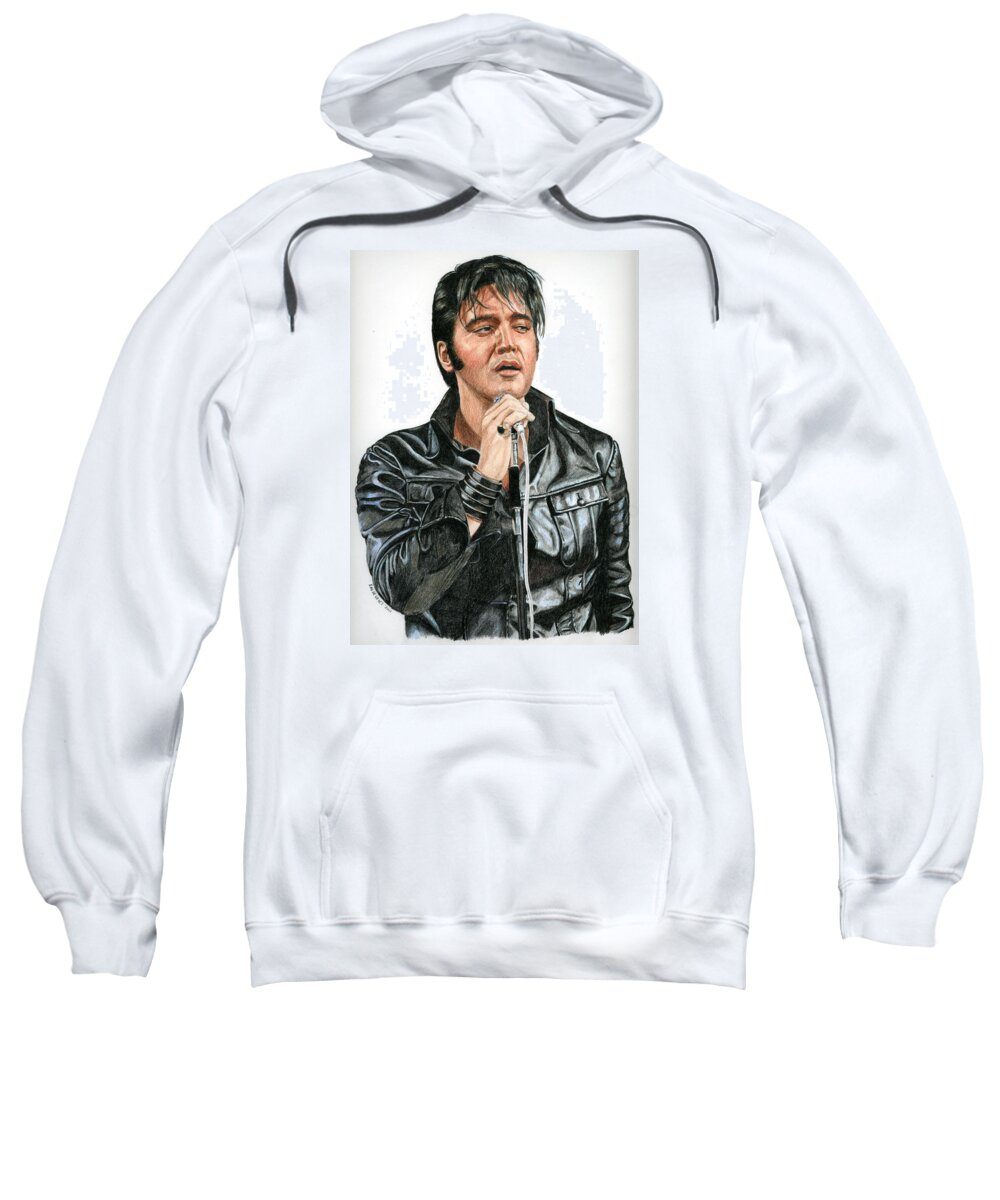 Elvis Sweatshirt featuring the drawing 68 Comeback by Rob De Vries