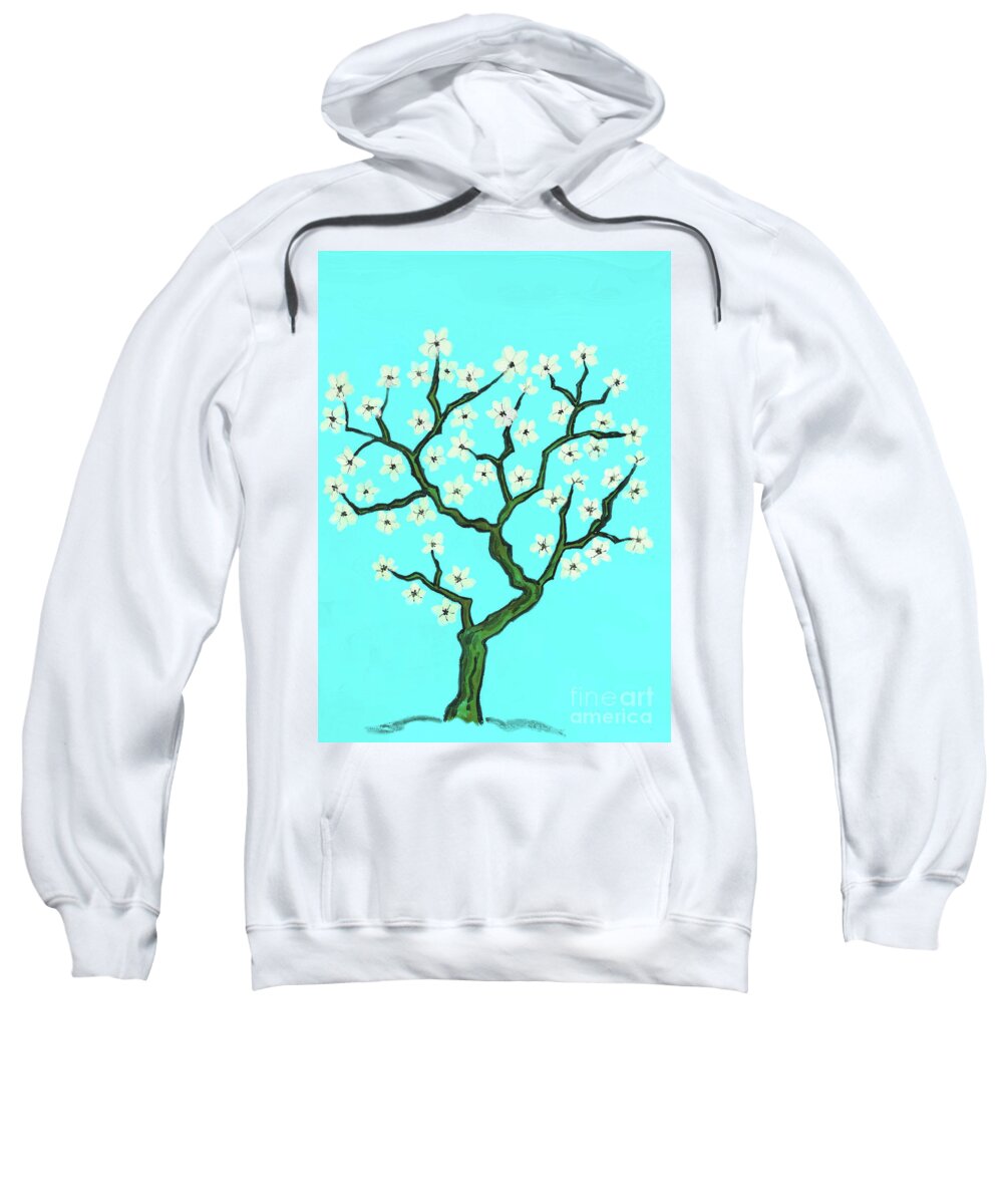 Art Sweatshirt featuring the painting Spring tree in blossom, painting #7 by Irina Afonskaya