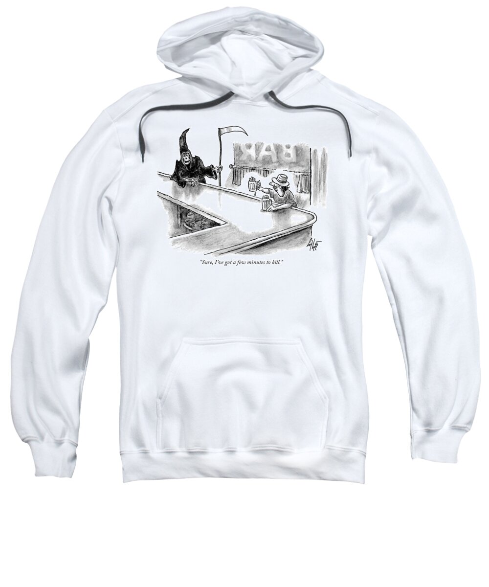 Sure Sweatshirt featuring the drawing A few minutes to kill by Frank Cotham