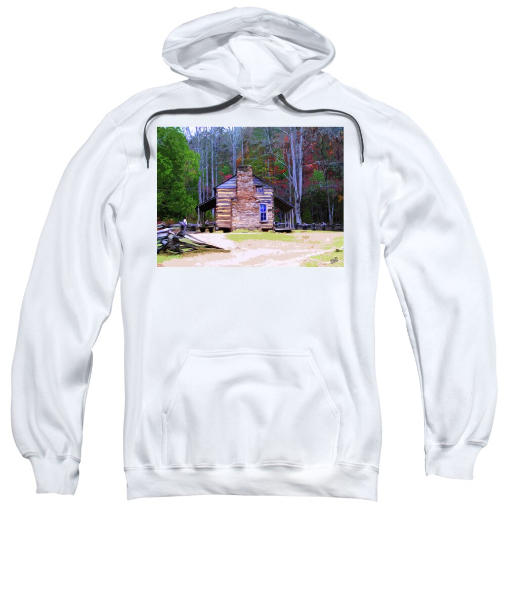 Log Cabin Sweatshirt featuring the painting A Place in the Woods by CHAZ Daugherty