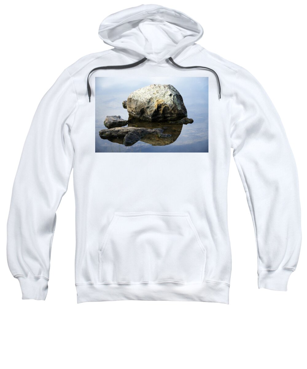 Rock Sweatshirt featuring the photograph A Rock In Still Water by Richard Henne