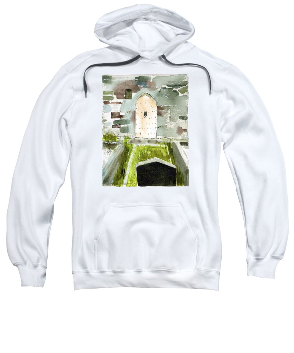 Abbey Sweatshirt featuring the painting Abbey Door by Kathleen Barnes