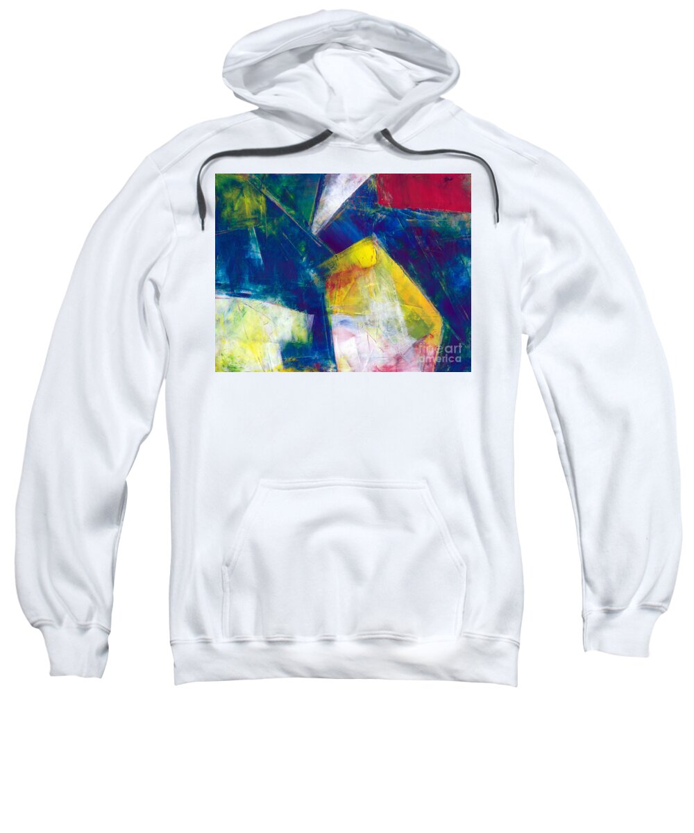 Oil Sweatshirt featuring the painting Abstract Primaries by Christine Chin-Fook