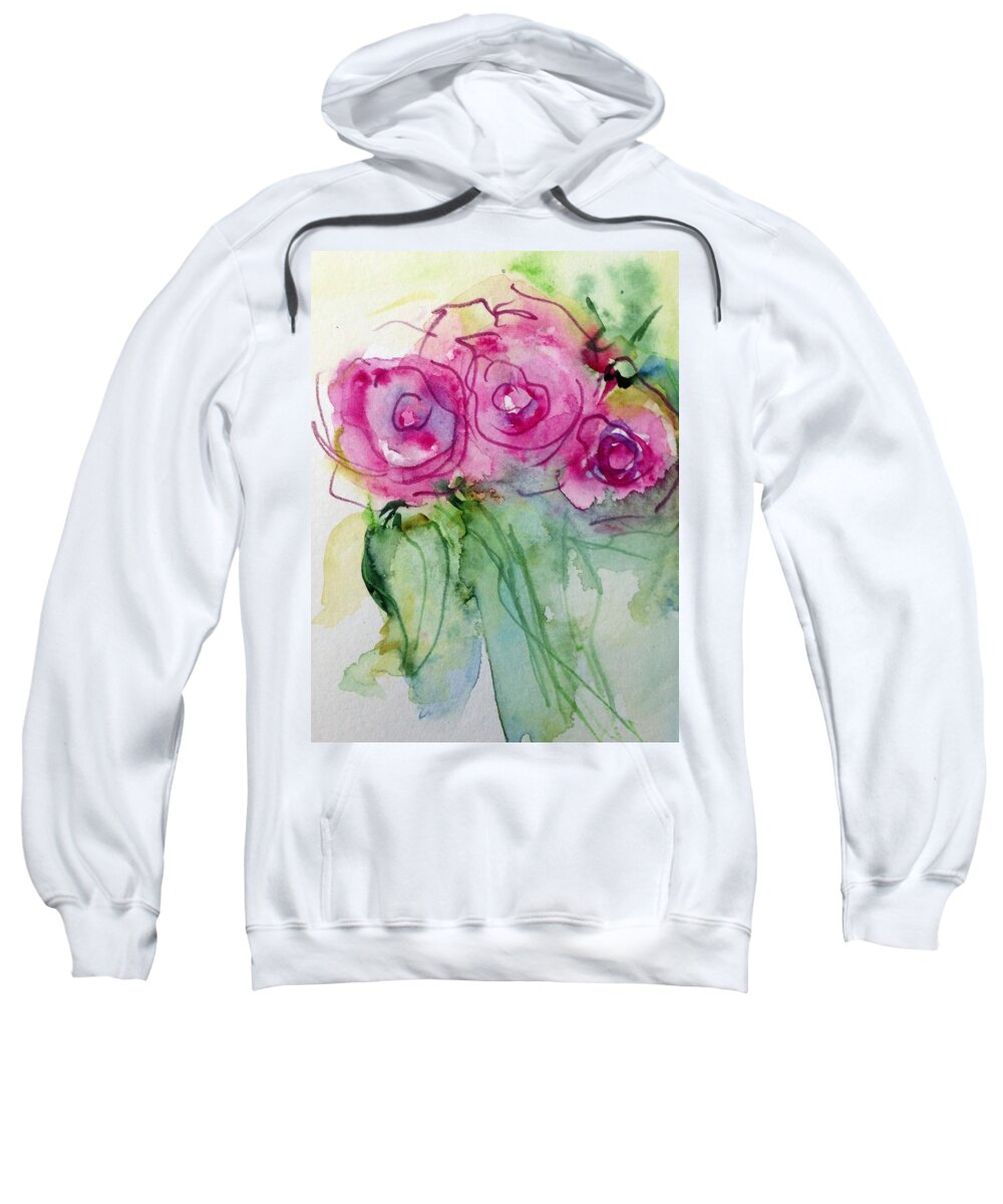 New Sweatshirt featuring the painting Abstract Roses by Britta Zehm