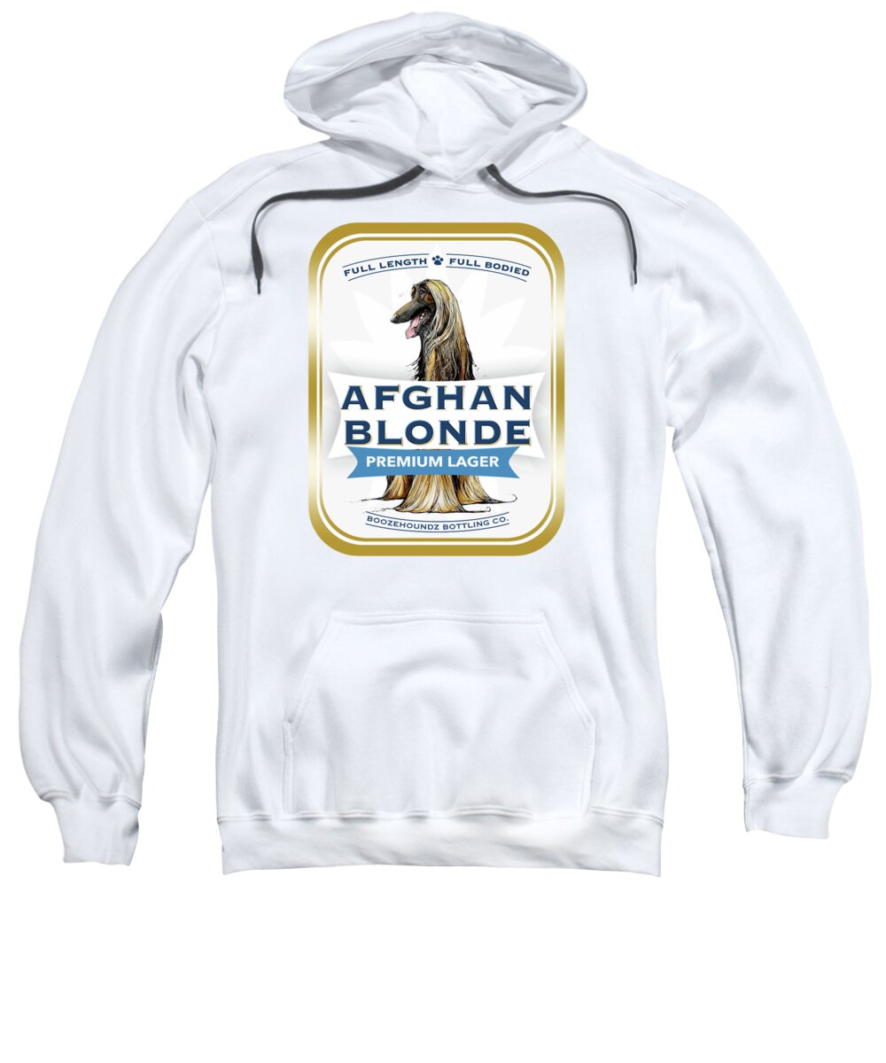 Beer Sweatshirt featuring the drawing Afghan Blonde Premium Lager by John LaFree
