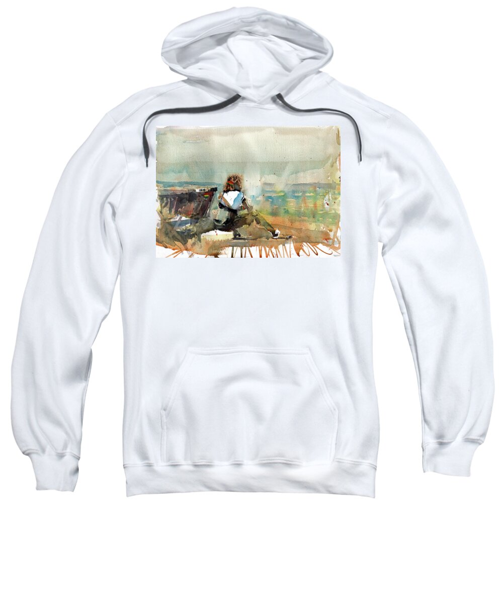 Watercolor Sweatshirt featuring the painting Africa Beyond The Frame by Gaston McKenzie