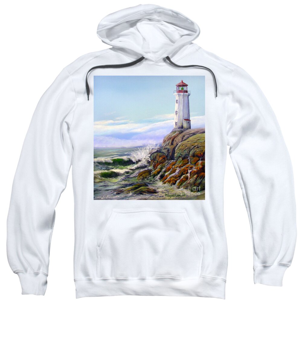Lighthouse Sweatshirt featuring the painting Afternoon Light by Wayne Enslow