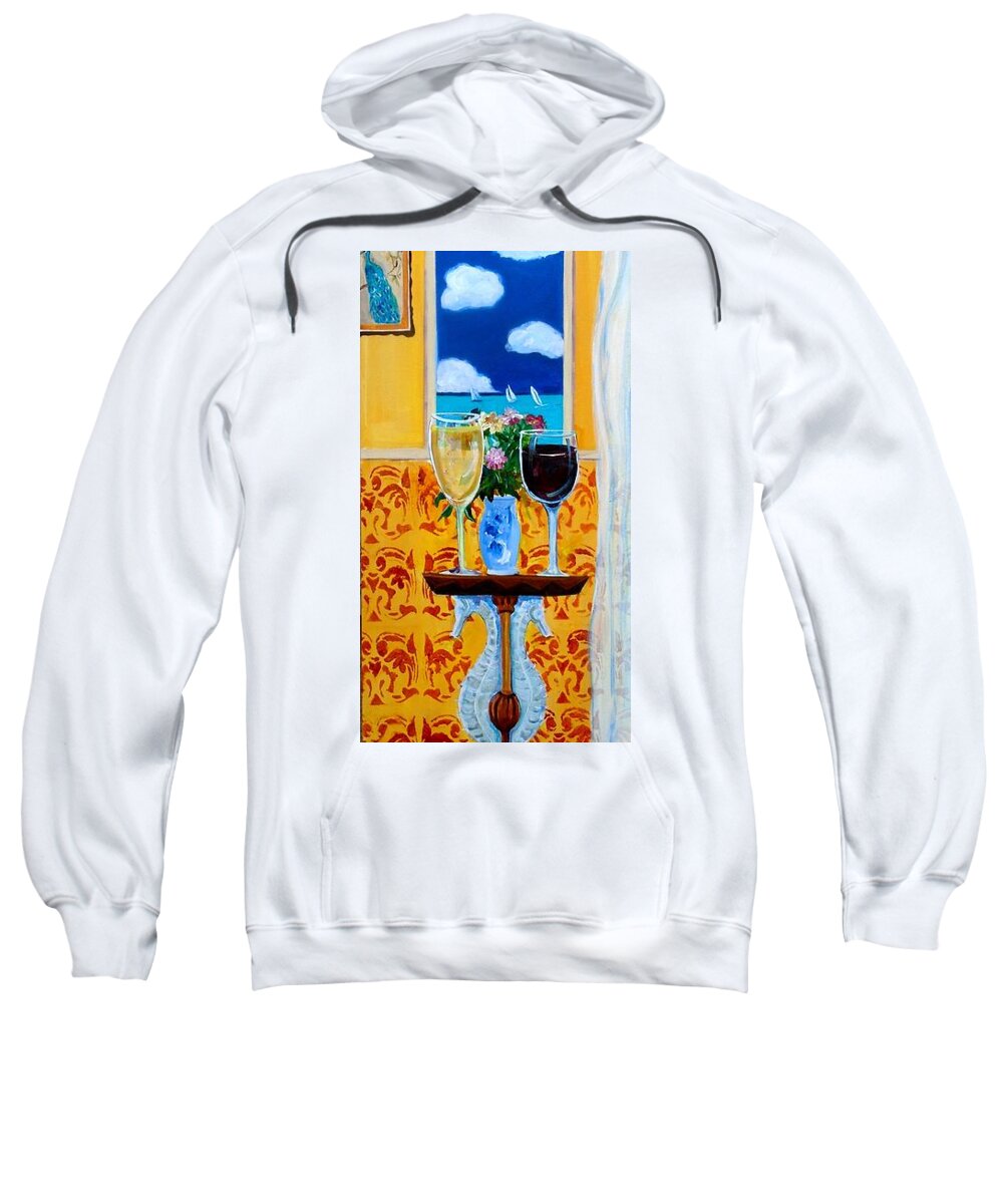 Tropical Interior Sweatshirt featuring the painting Afternoon Regatta by Linda Kegley