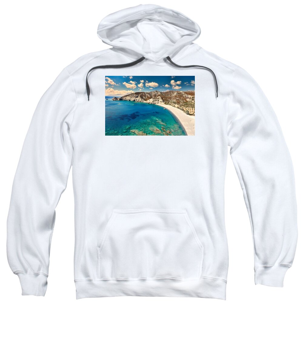 Agios Sweatshirt featuring the photograph Agios Minas beach in Karpathos - Greece by Constantinos Iliopoulos