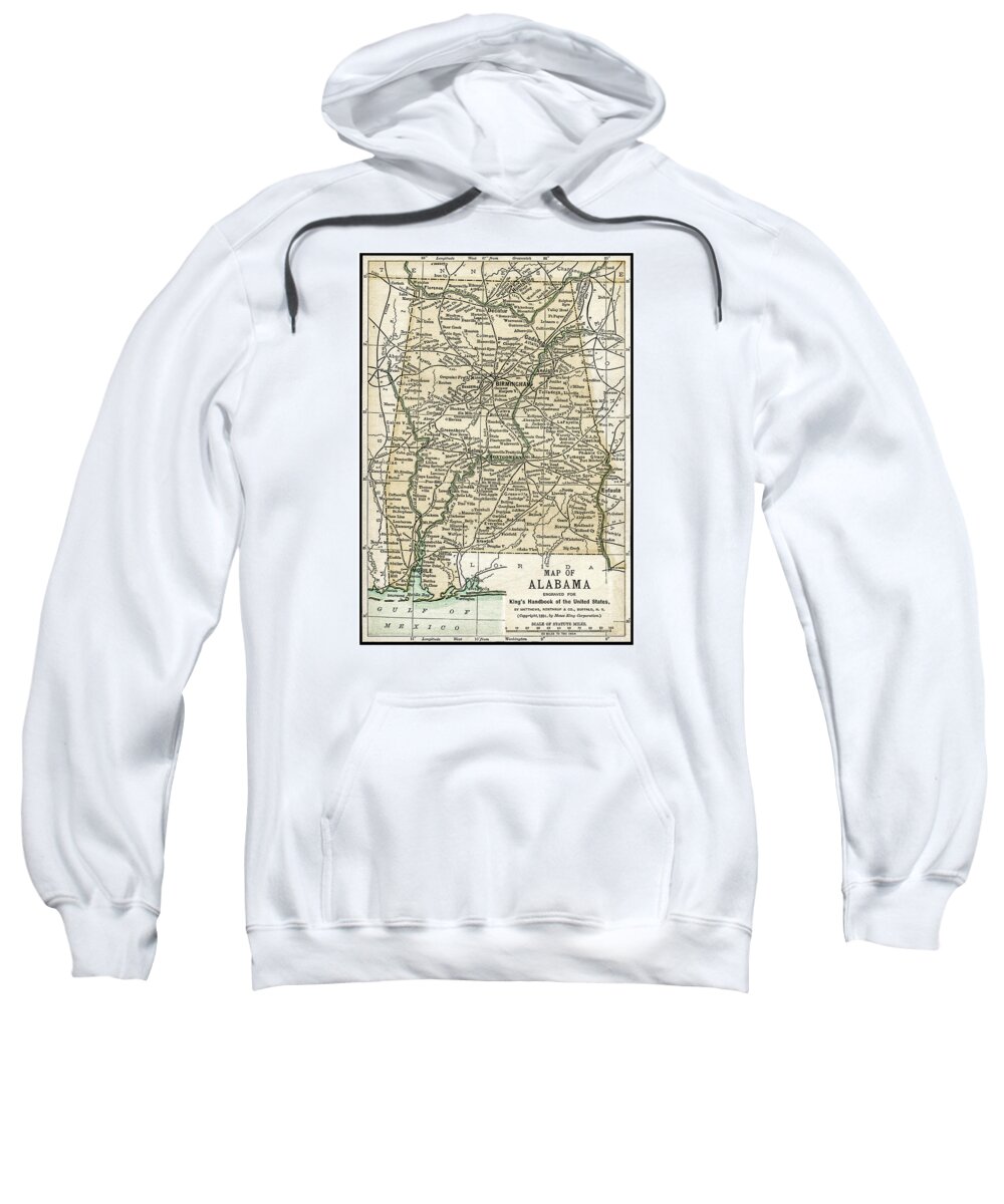Alabama Sweatshirt featuring the photograph Alabama Antique Map 1891 by Phil Cardamone