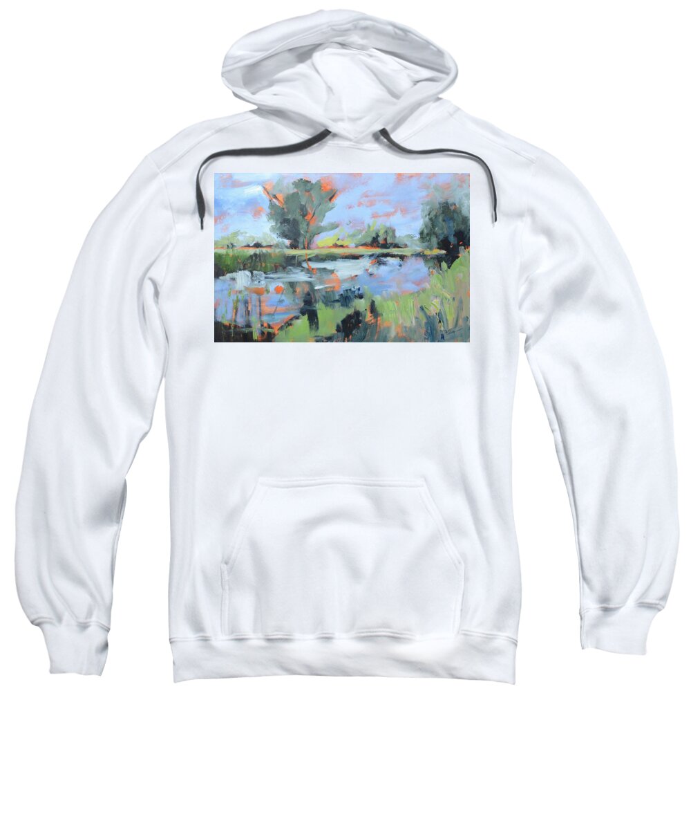Abstract Landscape Sweatshirt featuring the painting Along the River by Donna Tuten
