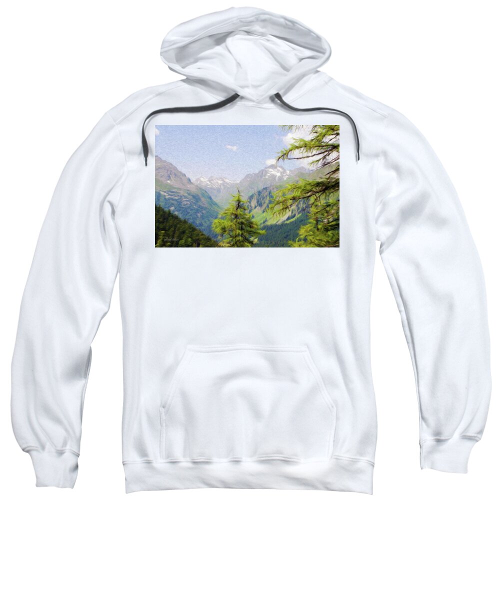 Alpine Sweatshirt featuring the painting Alpine Altitude by Jeffrey Kolker
